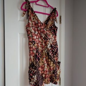 Shoulder Tie Square Pocket Print Jumper